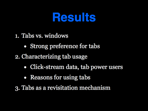 A Study of Tabbed Browsing - Slide 7