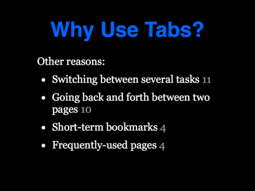 A Study of Tabbed Browsing - Slide 21