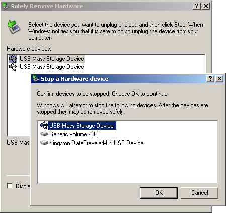 Safely Remove Hardware dialog