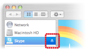 Skype .dmg mounted in Finder